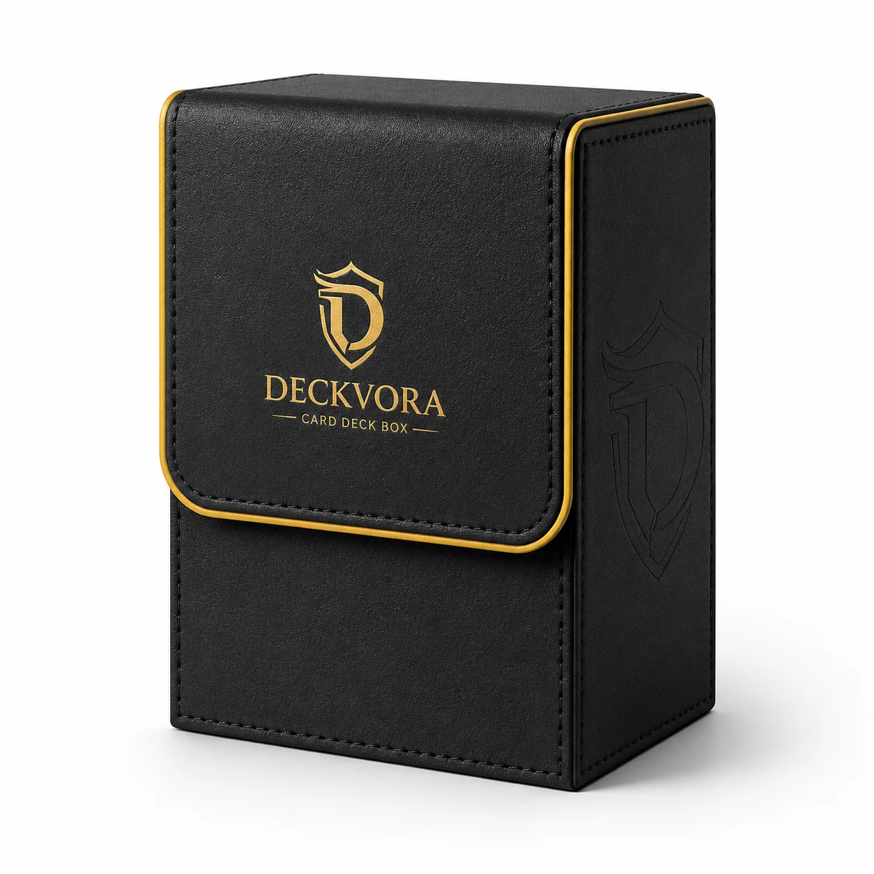 Deckvora black and gold trading card deck box